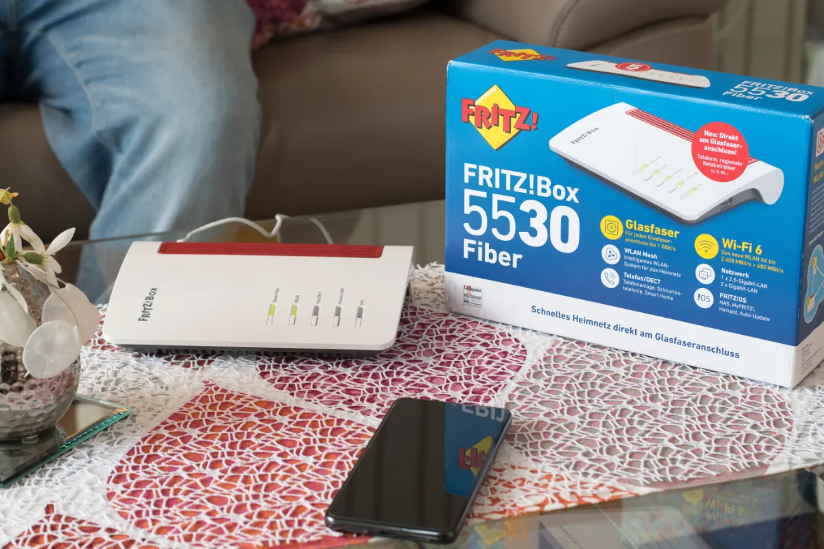 Glasfaser-Fritzbox im Einsatz