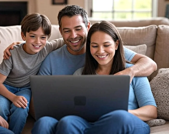 Familie am Laptop Familie am Laptop